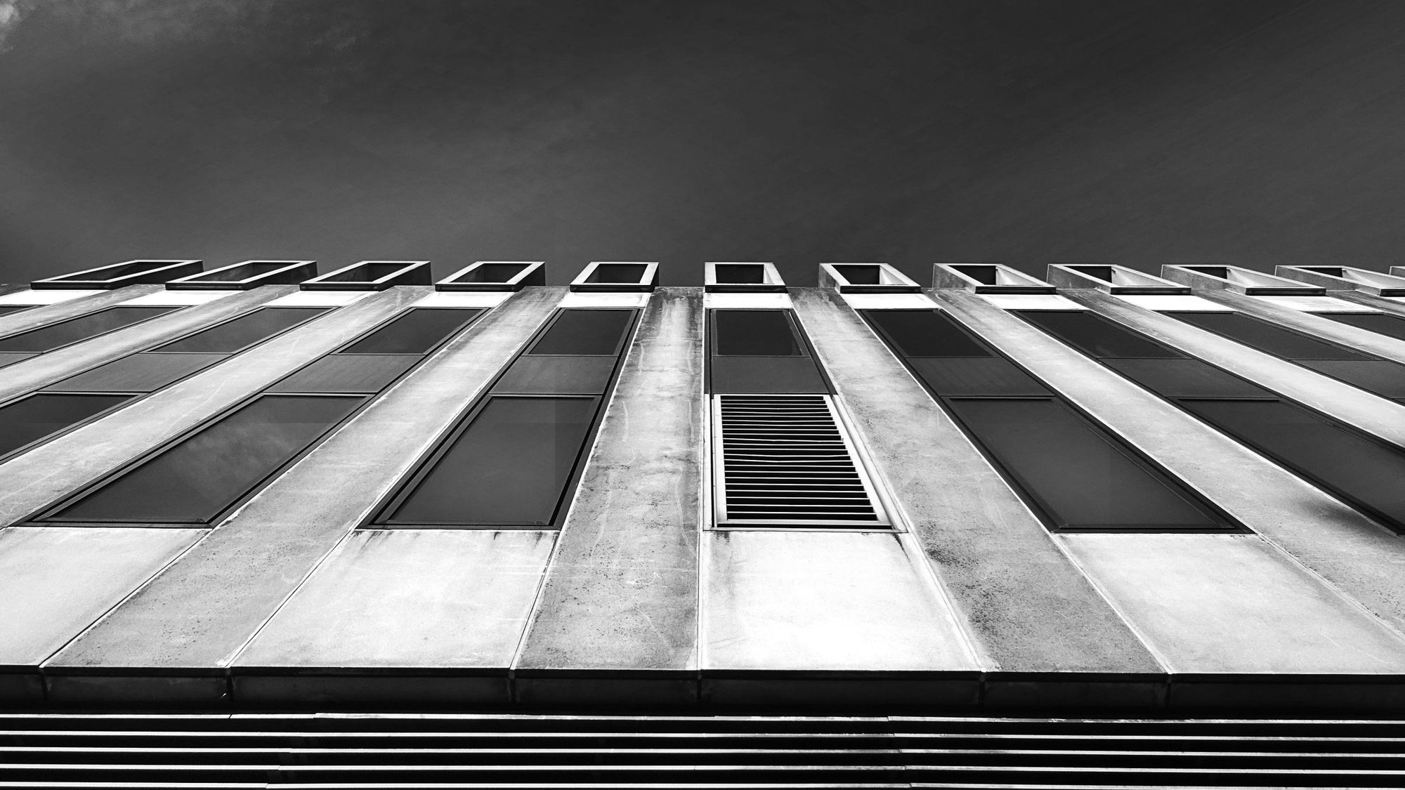 Office building facade seen from below